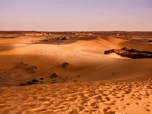 Merzouga Sahara dunes during golden hour