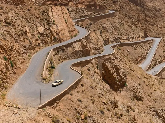Famous winding switchback road in Dades Gorge Morocco