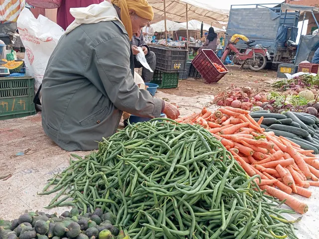 Moroccan vegetable market souk in rural Morocco